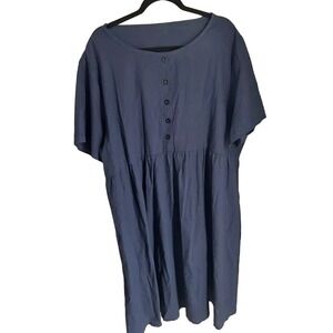 NWOT Women Junior Plus Size 4XL (runSmall) Cute Navy Blue Dress Knee Length #86u